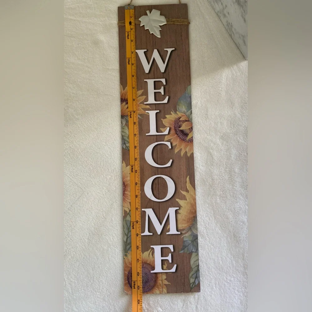 NWT Sunflower 3 Piece Fall Decorations Welcome Sign and Shelf Sitters